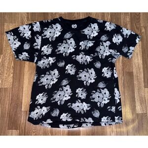 Phat Farm Black Floral Print T Shirt Size L G Cotton Graphic Tee